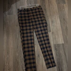 Men's Boohoo Man Navy and Tan Plaid Dress Pants Sz 30R
